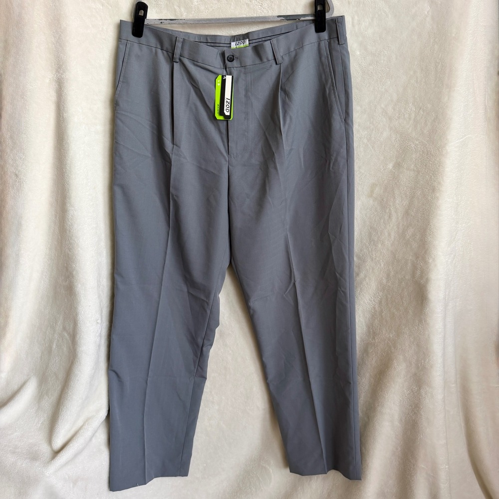 IZOD PerformX Mens Gray Pleated Front Golf Pants NWT Straight Leg Size 40x32